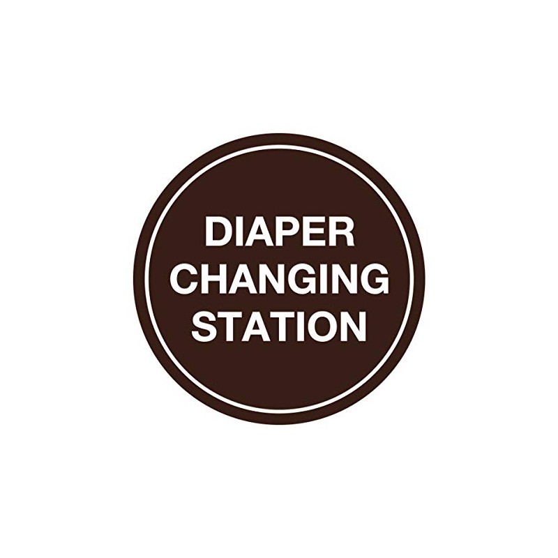Signs ByLITA Circle Diaper Changing Station Sign (Dark Brown) -