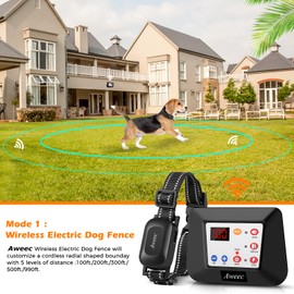 Aweec Wireless Dog Fence, 2-in-1 Electric Dog Fence & Training Collar with Remote, 2024 Pet Containment System, Dog Boundary Container,Suitable & Harmless for Small/Medium/Large Dogs