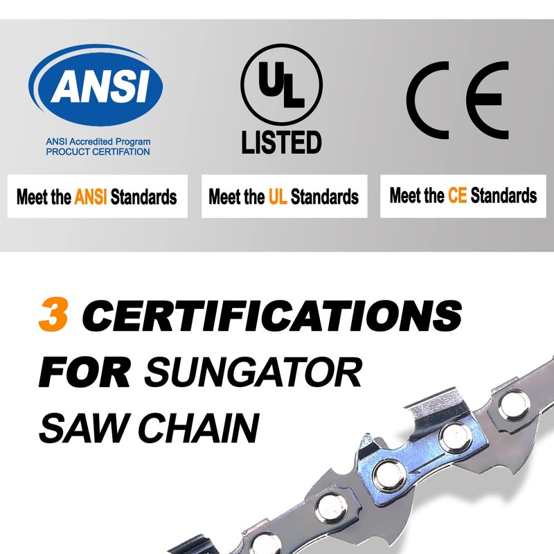 SUNGATOR 3-Pack 14 Inch Chainsaw Chain SG-R52, 3/8" LP Pitch