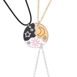 LIGHUFEIC Best Friends Necklaces,3-Piece Matching Friendship Necklace Set,Gift Women and Girls