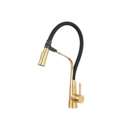 TRYWELL Kitchen Faucets with Side Sprayer Single Handle Pull Out Hose Magnetic Docking Faucet Stainless Steel Gold Kitchen Sink Faucet Commercial Faucet(CW-118E-TD，Gold)