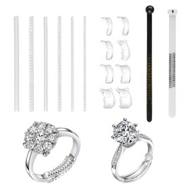 Pack of 16 Ring Reducers, Invisible Ring Size Adjuster for Loose Rings, Transparent Ring Size Adjuster Set, Spiral Thread Ring Adjuster for Ring Making Smaller, ABS