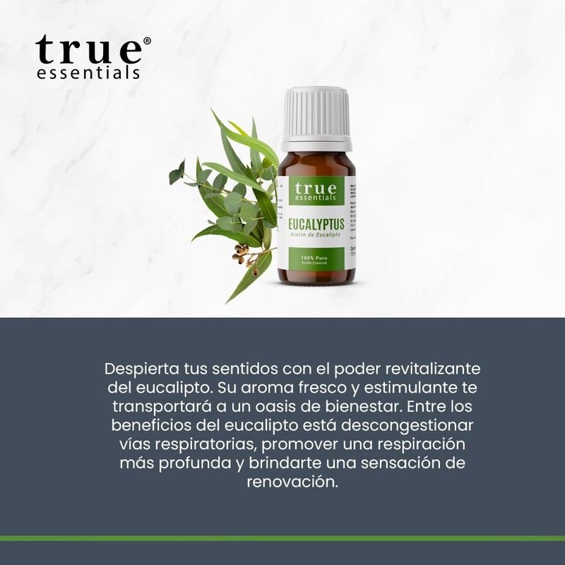 Aceite Esencial Eucalipto 15ml True Essentials, colección de Aceites Esenciales