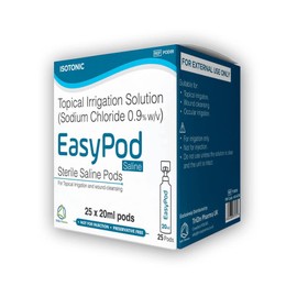 EasyPod Sterile Saline Pods | Eye Wash | Wound Cleansing | Topical Irrigation | 25 x 20 ml sterile Pods