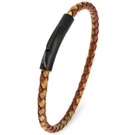 Simaru Leather Bracelet, 4 mm Braided for Men and Women, Genuine Leather Bracelet with Stainless Steel Hook Clasp, Premium Quality, Made in Germany, Leather, 0