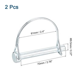 sourcing map 2Pcs Coupler Pin, 0.37"ID 2.76"L Carbon Steel Trailer Pin Shaft Locking Pin for Farm Trailers Lawn Garden, Silver Blue