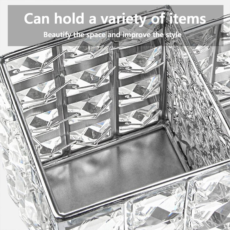 Crystal Makeup Brush Holder, One-Piece Square Brush Organizer, Cosmetics Brush