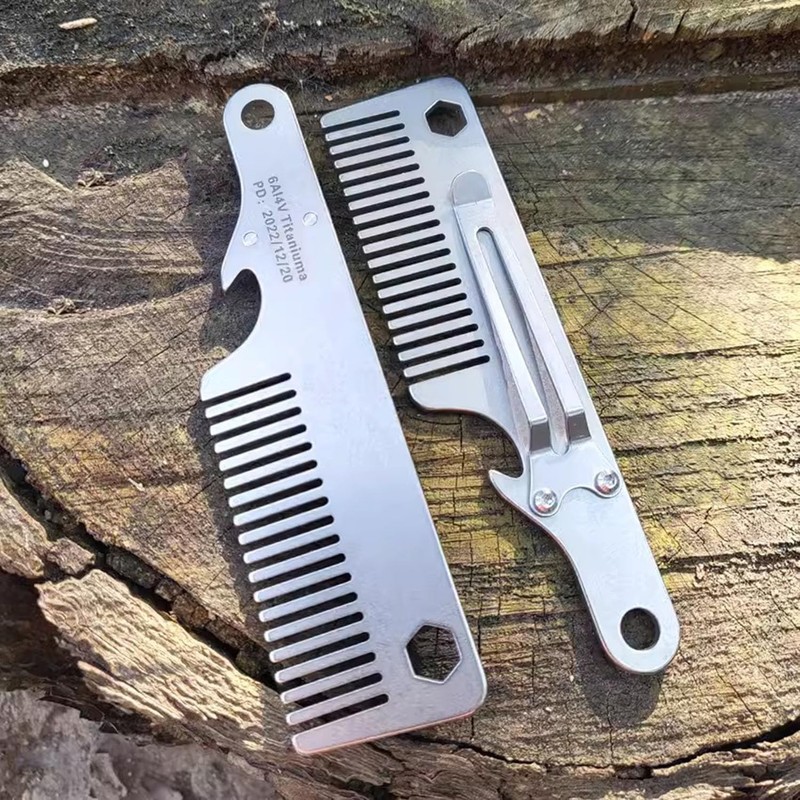 Titanium Comb EDC Mini Portable Hair Comb Multifunctional EDC Mustache