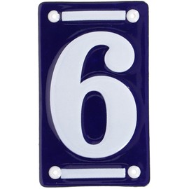 Esschert Design House Numbers, 6 inch Enamel Blue and White Address Number Plate - Number 6, Modern House Numbers for Outside