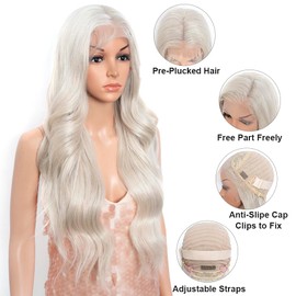 Style Icon 26” Big Curl Layered Synthetic Lace Front Wig 13x4 Large Lace Free Part Beige Wig With Adjustable Cap Heat Resistant Fiber(26 Inches, GP79)