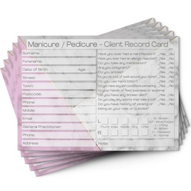 Nail Client Cards Manicure Pedicure - Salon and Therapist Customer Consultation Record - Treatment Services Essentials - Profile and Recording Forms - Gift, Loyalty Vouchers Pack of 100