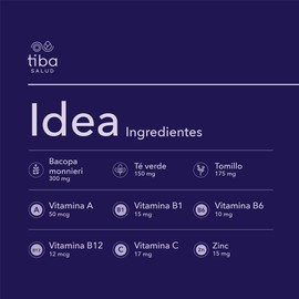 Suplemento alimenticio para la concentración y memoria - IDEA- TIBA SALUD- Fórmula única - Resultados desde la primera cápsula- 10x más potente, mejor absorción = Resultados extraordinarios - 30 cápsulas veganas