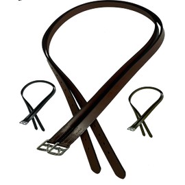 Majestic Ally Genuine Leather English Stirrup Leathers, Ideal for Schooling and Daily use (Pack of 2) (Chestnut, 60 Inch)