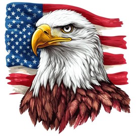 American Eagle Flag Car Decal, Patriotic Vinyl Sticker, 3-Pack, Waterproof Design for Vehicle, Laptop, Water Bottle