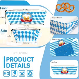 FUYUWIIN 50 Pack Oktoberfest Paper Trays Oktoberfest Party Supplies Bavarian Flag Disposable Snack Trays German Beer Festival Nacho Hot Dog Serving Tray for Oktoberfest Party Decorations Supplies
