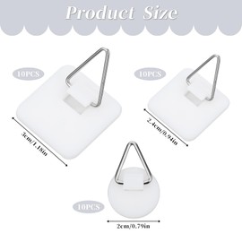 cobee 30 Pcs Adhesive Picture Hanger, Adhesive Hooks for Hanging Pictures Without Nails, Plastic Picture Sticky Hangers for Home Kitchen Picture Photo Frame Plate Wall Art, White