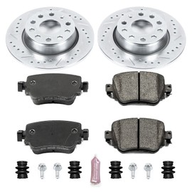 Power Stop K7053 Rear Z23 Carbon Fiber Brake Pads with Drilled & Slotted Brake Rotors Kit