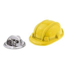 Construction Builders Safety Hard Hat Lapel Pin, Yellow, 18 x 7 mm, Metal Badge