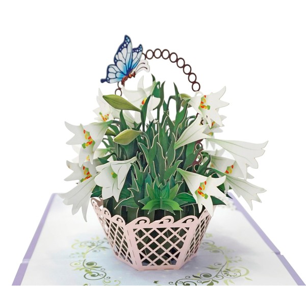 CUTPOPUP White Lily Sympathy Pop Up Card, Loss of Loved