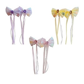ZXUY Barrettes Hair Clips with Long Silky Satin Ribbon for Women Girls Hair Styling Extensions Clips Accessories Fashion Big Bow Hair Clips Hair Bands (3Pcs Colors)