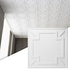 Art3d Decorative Drop Ceiling Tile 2"x2", Glue-up 3D Textured Ceiling Panel, Plastic Sheet in White(12 Pack)