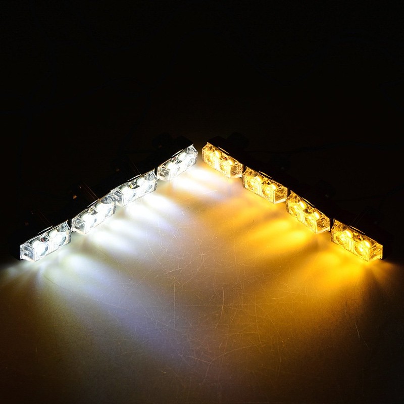 AMOPACORP 4pcs White + 4pcs Amber 2-LED Warning Hazard Emergency