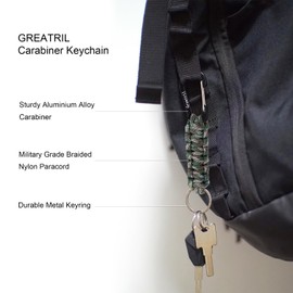 GREATRIL Key Chain Carabiner – Paracord Carabiner Hook Key Chain Short for Work Car Key Bottle Camping Hiking Boys/Girls/Men/Women, Camouflage