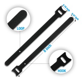 100 PCS 8-Inch Cable Ties, Reusable Cable Management, Under Desk Cord Organizer, Cable Clips and Cord Wrap, Black