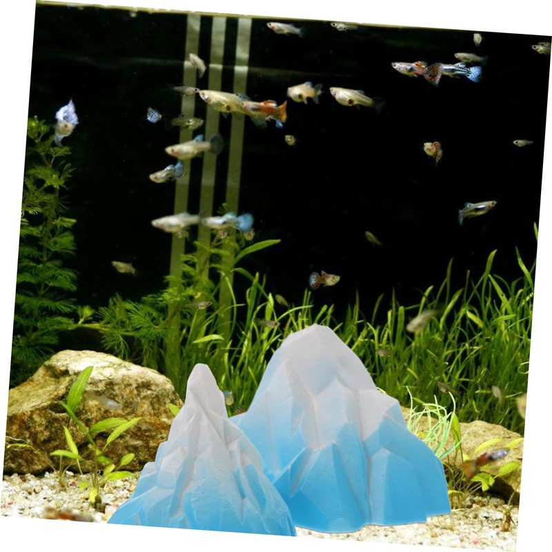 Mobestech 2pcs Miniature Floeberg Model for Fish Tank Realistic Iceberg