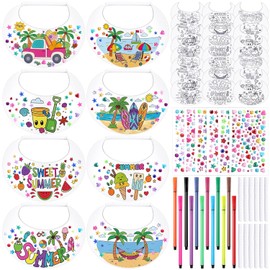 Bonuci 36 Pcs DIY Foam Visors Bulk with Markers Rhinestone Stickers Summer Coloring Sun Foam Visors Craft Kit Color Your Own Sun Hat for Classroom Art Crafts Outdoor Sports Party Camping Trips