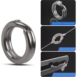 OROOTL 100pcs Fishing Split Rings Kit Stainless Steel Fishing Lures Ring Connector Heavy Duty Wire Ring Loop Round Jump Rings Freshwater Saltwater Terminal Tackle Accessories 4.5mm 5mm 6mm 7.5mm 8mm