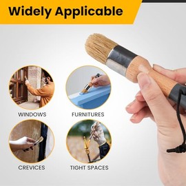 Mister Rui Mister Rui Chalk Wax Paint Brush, 3pcs, Chalk Paint Brushes for Furniture, Small Wax Brush for Chalk Paint, Acrylic Paint, Milk Paint, Natural Bristles Stencil Brushes, No Shedding