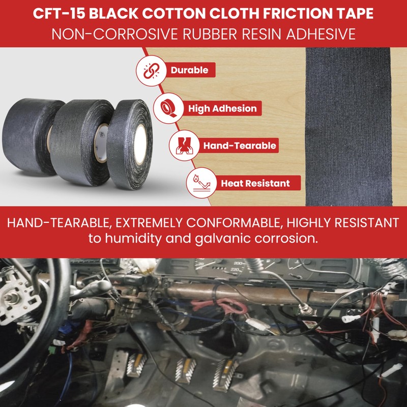 GGR Supplies – T.R.U. CFT-15 Black Cotton Cloth Friction Tape,