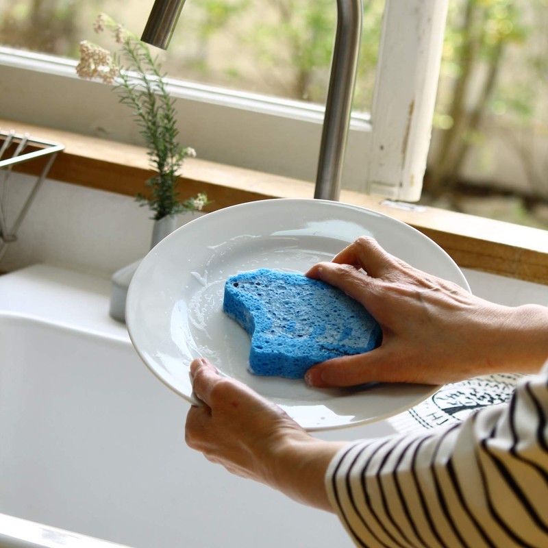 Econfort House Cellulose Sponge, White Bear, 2 Pieces, Natural Scandinavian