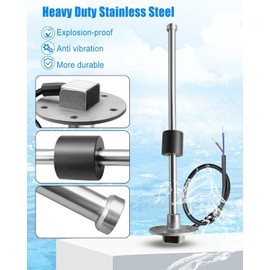 Fuel Sending Unit and Gauge Kit 240-33ohms 12in (300mm) Boat Fuel Tank Sending Unit, 316 Stainless Steel Gas Sensor for Marine Car Truck RV