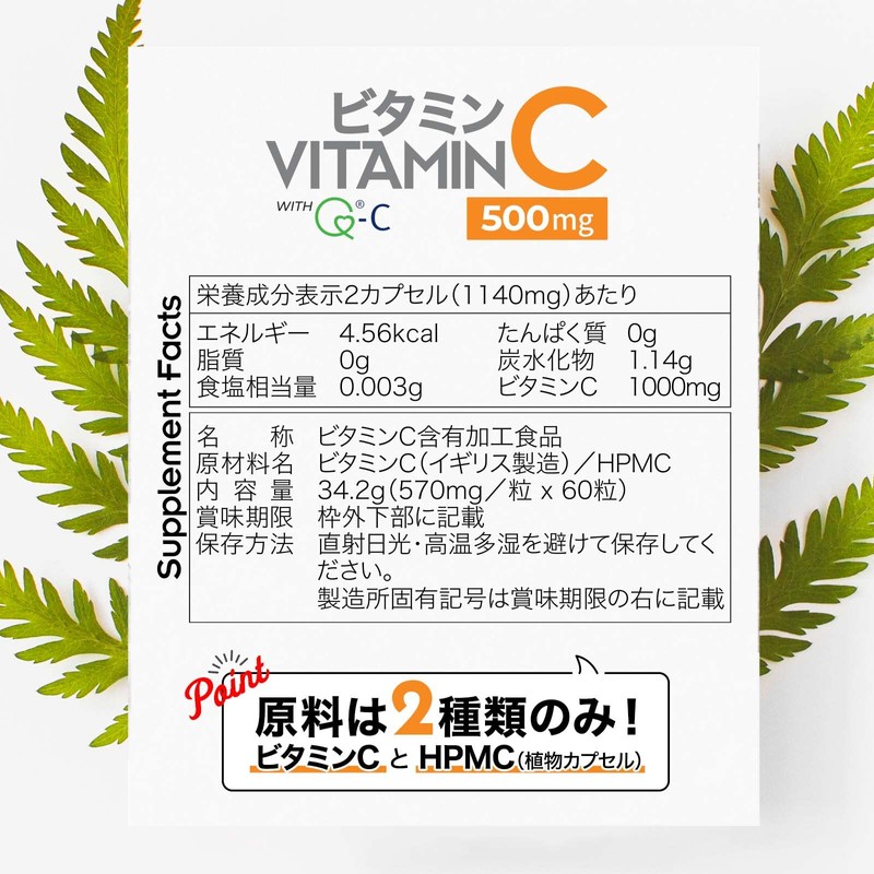 GoCLN (ゴークリーン) ビタミンC 1000mg 自然派 サプリ 特許ビタミン原料100% 無添加 国内製造 高濃度
