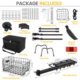 Aneco Rear Bike Rack with Folding Basket and Waterproof Bag Quick Release Bicycle Cargo Rack Universal Touring Carrier for Mountain Road Bike