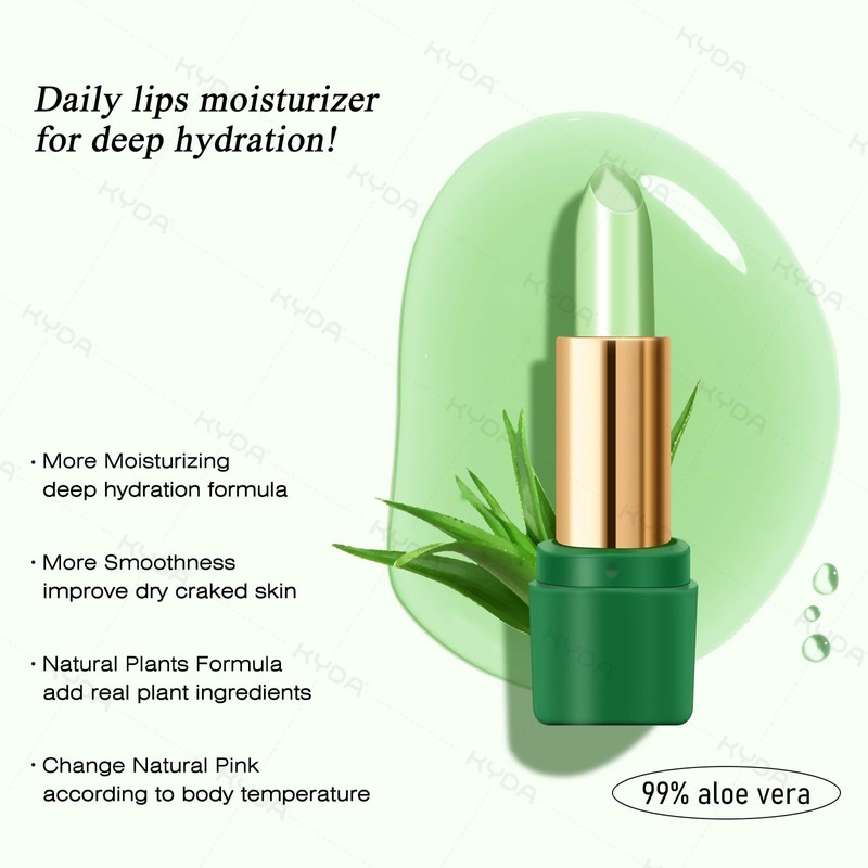 Ownest 3 Pcs Aloe Vera Lipstick, Magic Temperature Color Change