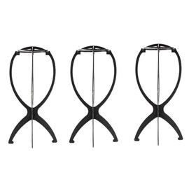 MilicaBooks Wig Stand Hat Stand Assembly, Deform-Resistant, Care, Pack of 3, Black