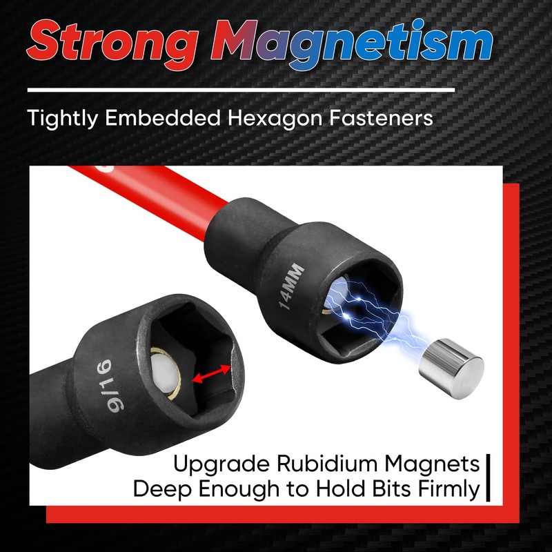 SHALL 16PCS Magnetic Nut Driver Set - 6" Long Nut