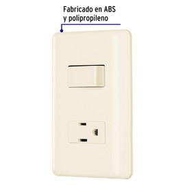 Volteck PA-APCO-BI, Placa armada interruptor y contacto color marfil