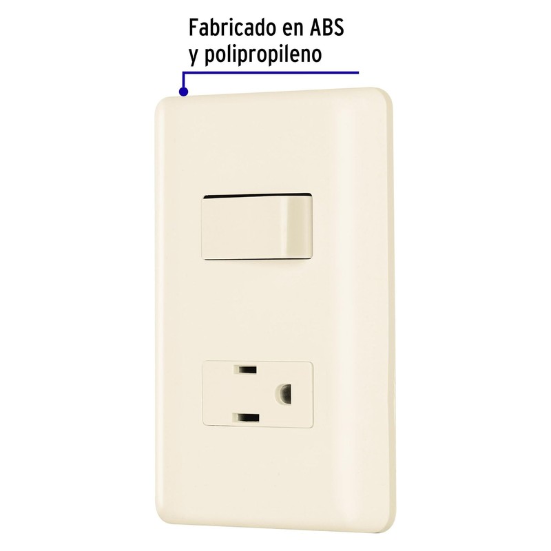 Volteck PA-APCO-BI, Placa armada interruptor y contacto color marfil