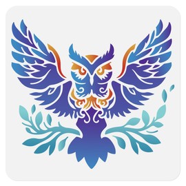Owl Wall Stencil Template 30 x 30cm Reusable Plastic Forest Animal Stencil for Painting on Wood Wall Floor Tile Fabric Glass Furniture, DIY Home Decor Or Craft Stencil