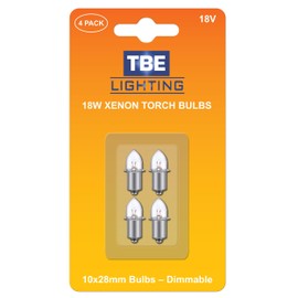TBE LIGHTING Replacement 18V Xenon Flashlight Bulbs, Pack of 4 Energy Flashlight Bulbs Compatible with 18 Volt ONE+ Cordless Work Lights/Porter Cable PC180FL PCL180L and 18v Flashlights