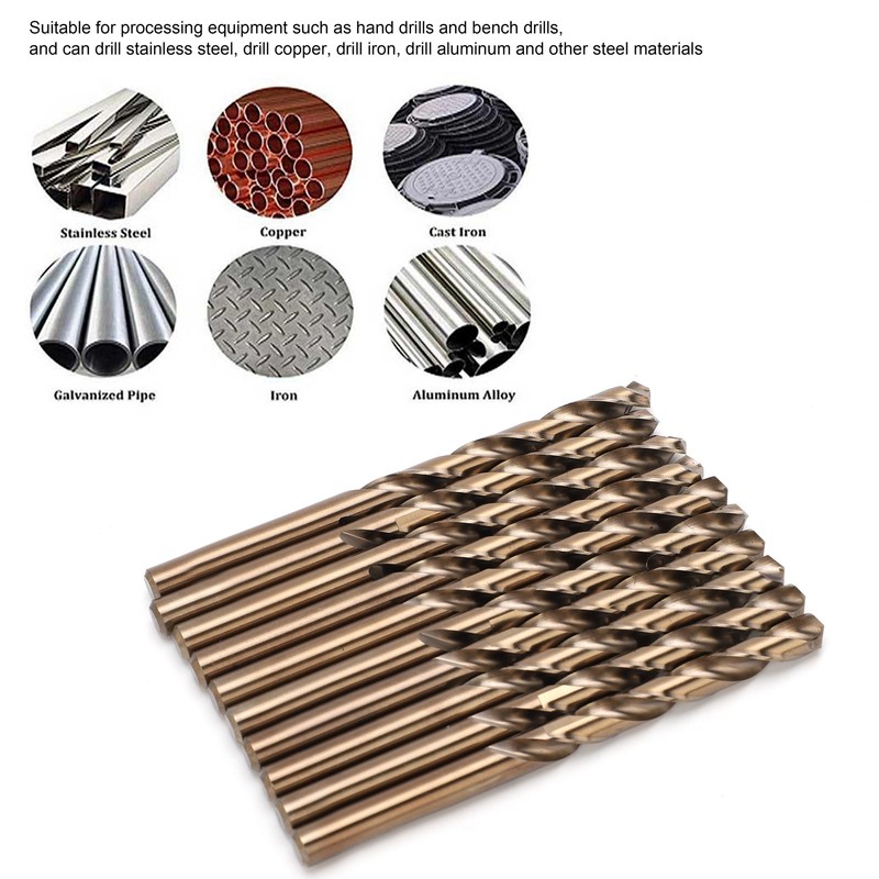 10Pcs Twist Drill Bit High Speed Steel Straight Shank Hole