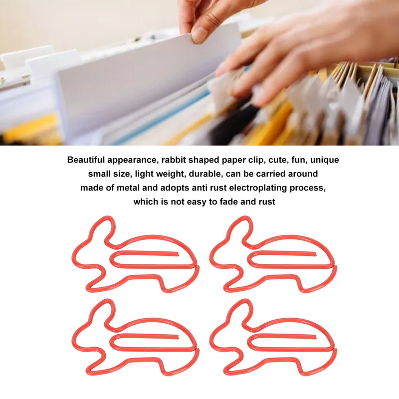 100 Pcs Rabbit Shaped Paper Clip Creative Cute Cartoon Animal