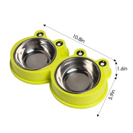 Double Dog Cat Bowls Premium Stainless Steel Pet Bowls with No-Slip Stainless Steel Cute Modeling Pet Food Water for Feeder Dogs Cats Rabbit and Pets