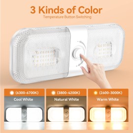 LILTSDRAE RV Lights Interior 1700LM，3 Color 12V Volt Led Light, Super Bright 120 LEDs Dome Light Fixture for RV Accessories/Camper/Car/Trailer/Boat ((Crystal Finish/(Cold +Warm+Natural Light) 4PCS))