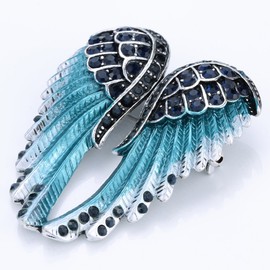 Szxc Jewelry - Broche para Mujer con alas de ángel, Azul Marino
