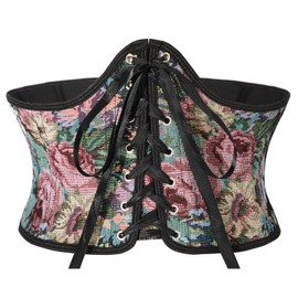 VONMELLI Renaissance Corset Belt for Women Wide Vlastic Waist Belt with Lacing, black